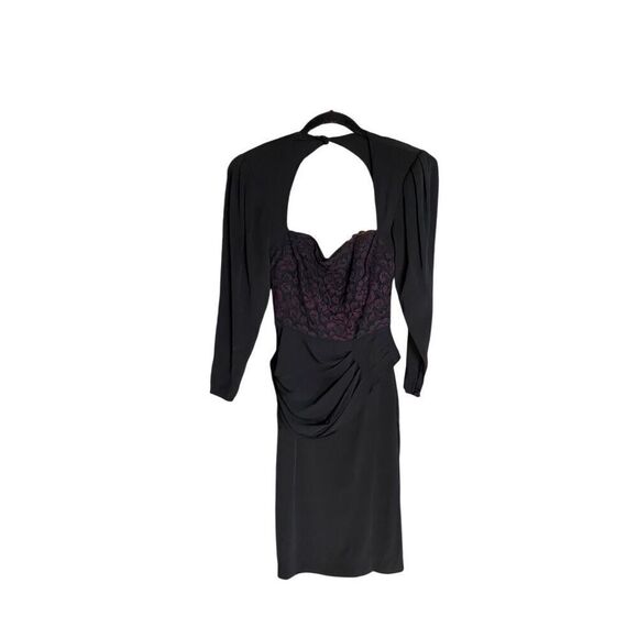 BB collections women’s vintage black and purple lace sheath dress size 4  - Picture 2 of 7